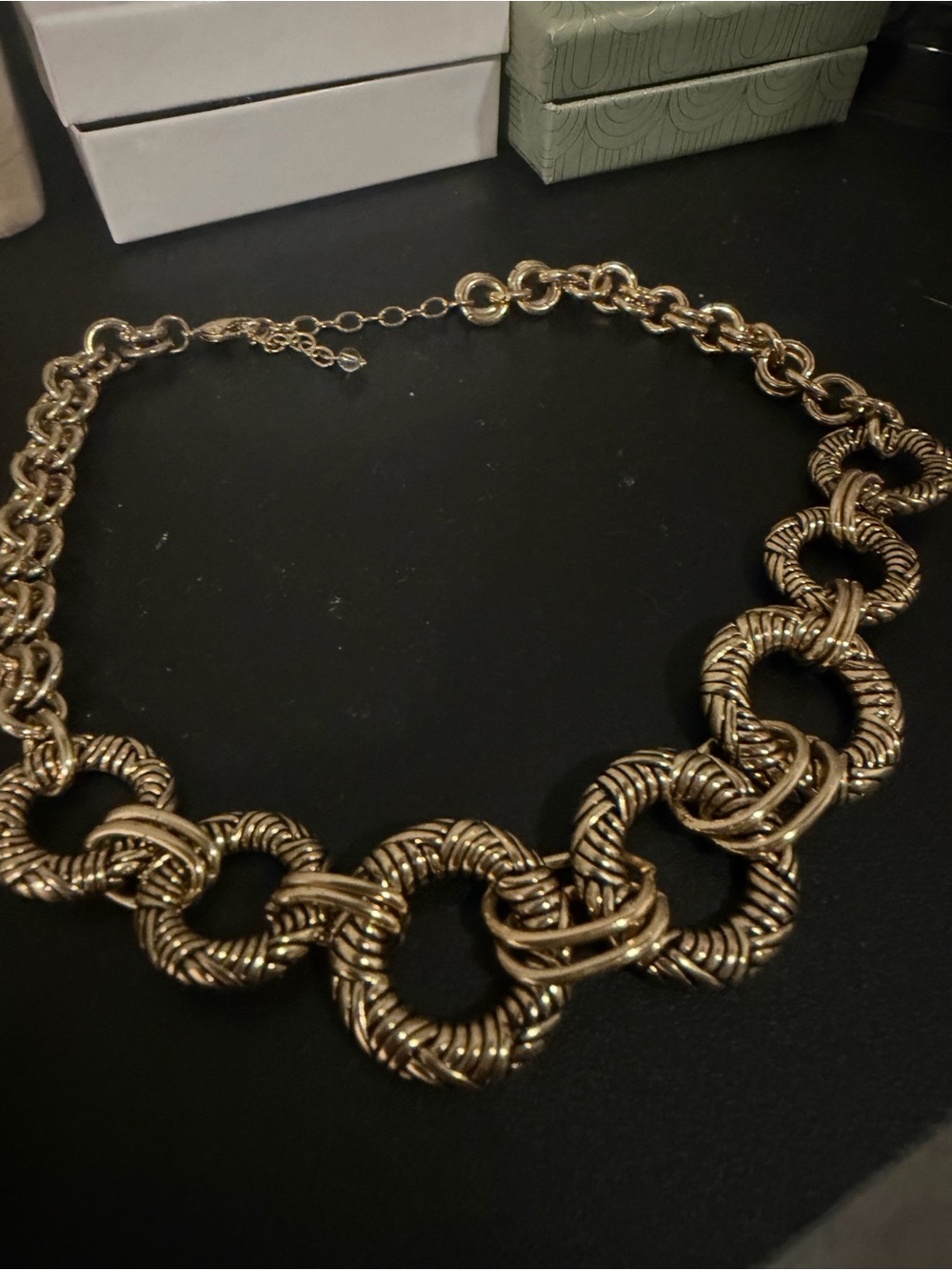Gold Rope-Link Statement Necklace - Picture 2 of 5